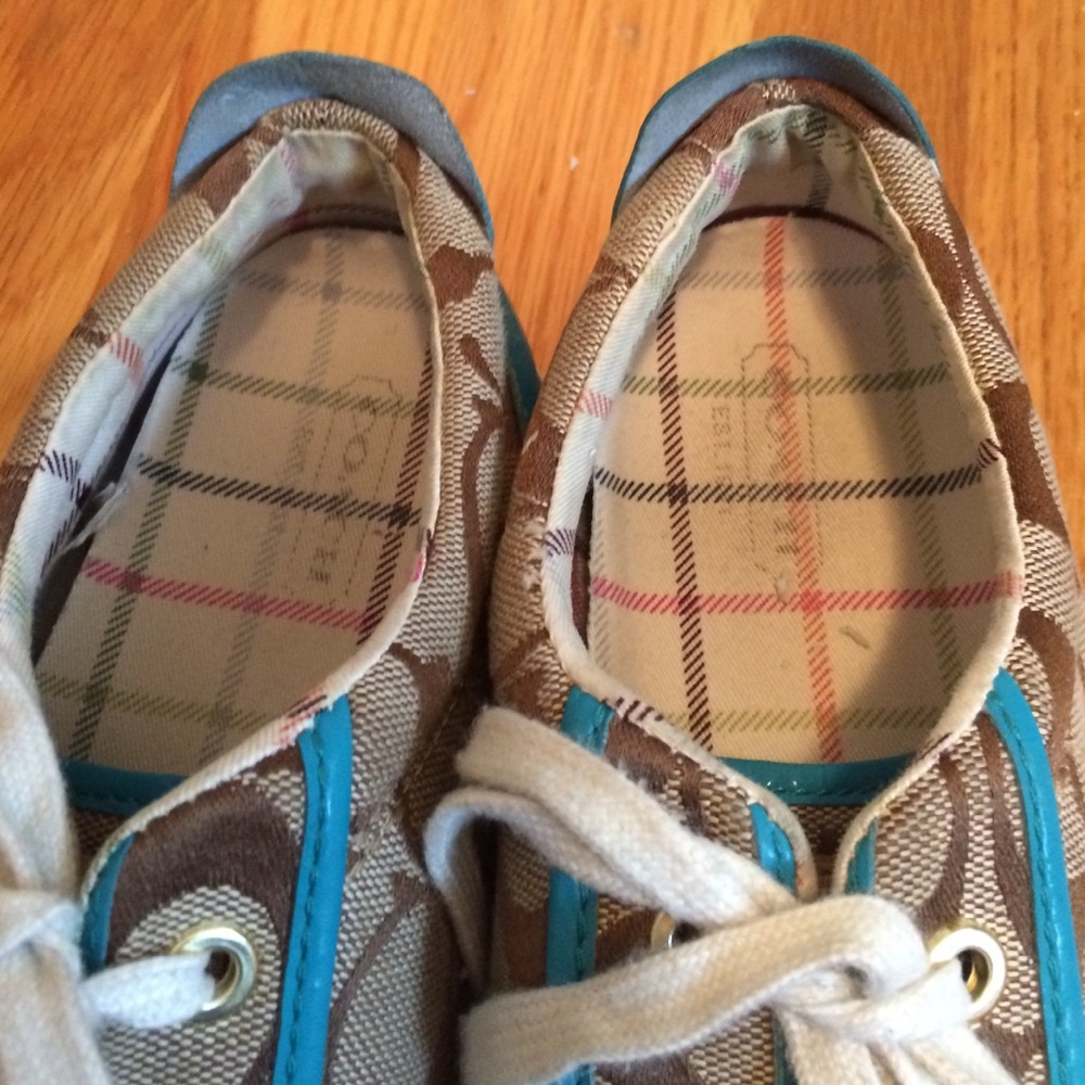 Coach Sneakers in Signature Brown & Teal ** EUC ** - Picture 2 of 4